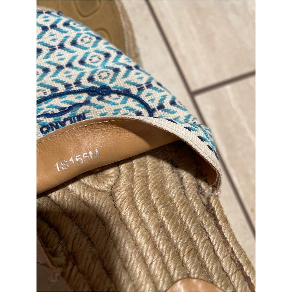 PRADA Nastro Jacquard Embroidered Logo Espadrille Mules Slip On Flats Sz 39 / 9 - Picture 10 of 10